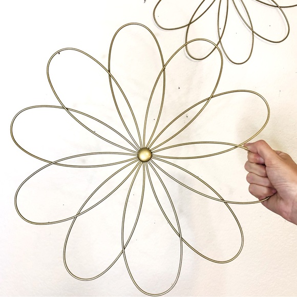 Wall Decor Pair Of Large Gold Wall Flowers Poshmark